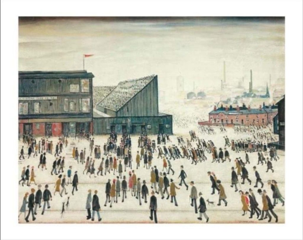 GOING TO THE MATCH - the most famous and expensive painting & frame print by LS Lowry as of 2022 - 2023
