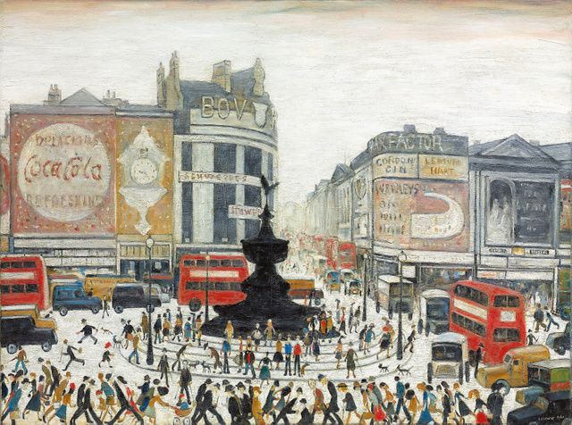 ls lowry PICCADILLY CIRCUS, LONDON - uma das pinturas mais interessantes até à data por LS Lowry