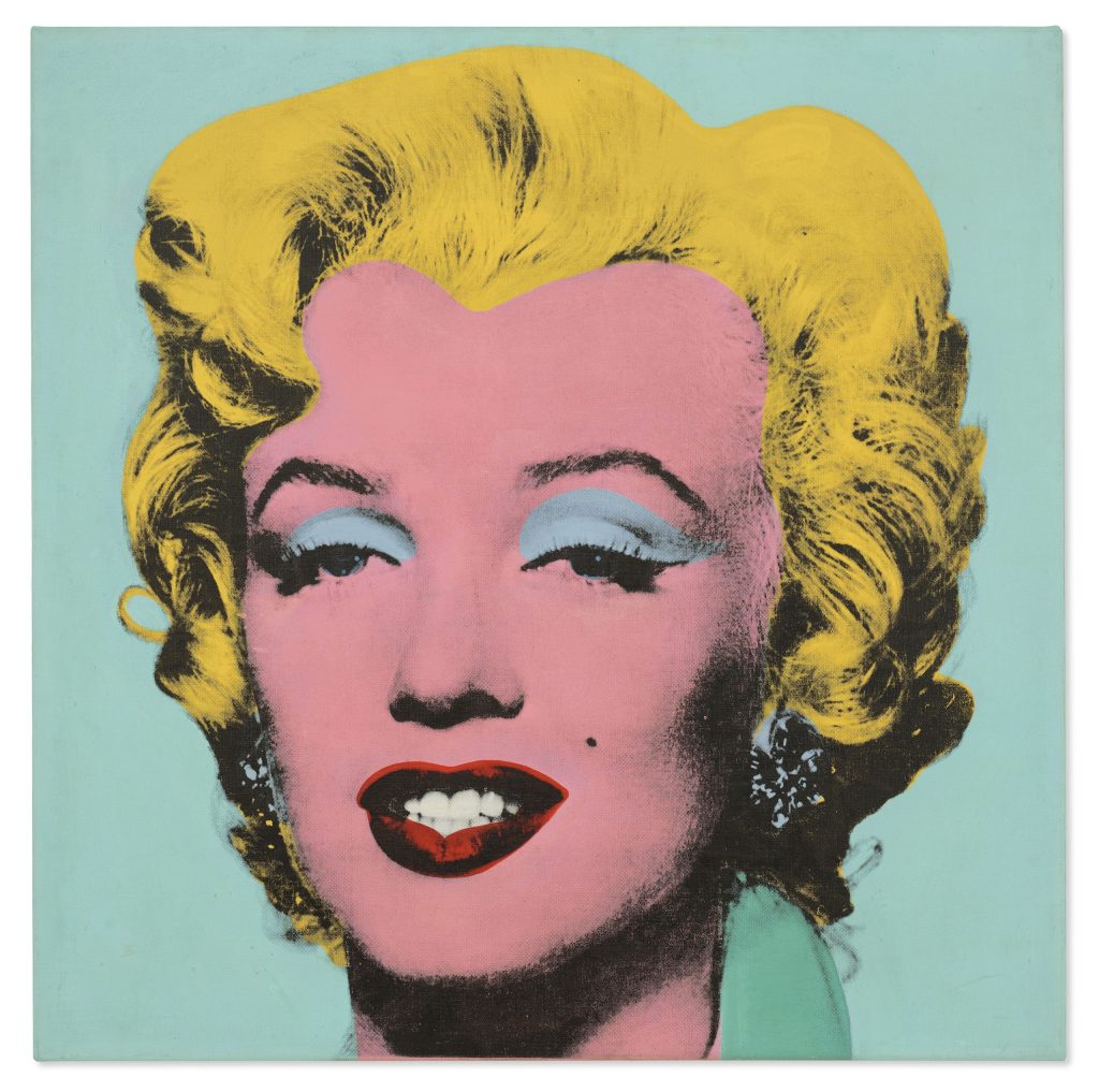 SHOT SAGE BLUE MARILYN - the most famous and expensive Andy Warhol painting and art ever sold at auction as of 2022 - 2023