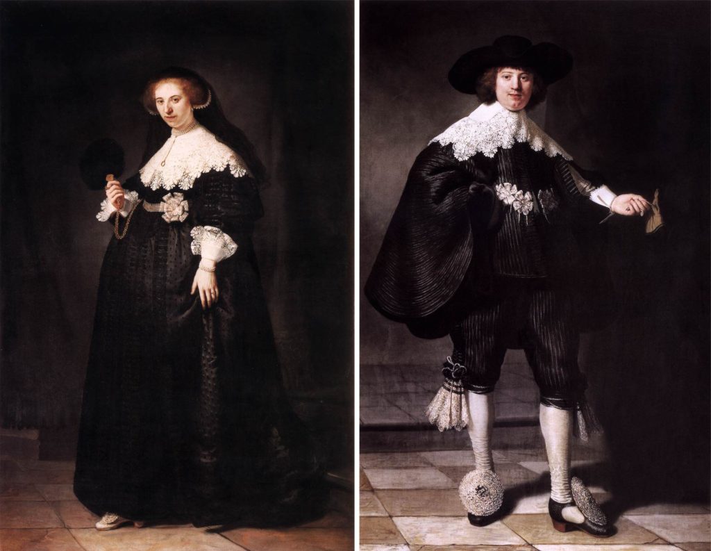 One of World's most expensive works of art - The two portraits represent a young couple. Rembrandt was commissioned to paint them to mark their wedding in 1634.