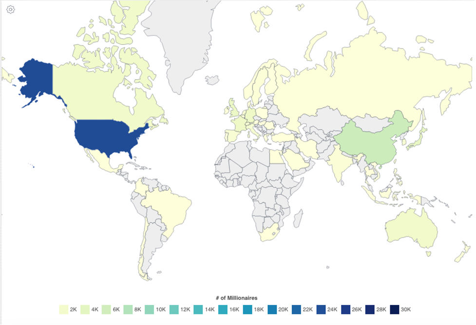 Mappa delle statistiche sugli investimenti nel vino per paese