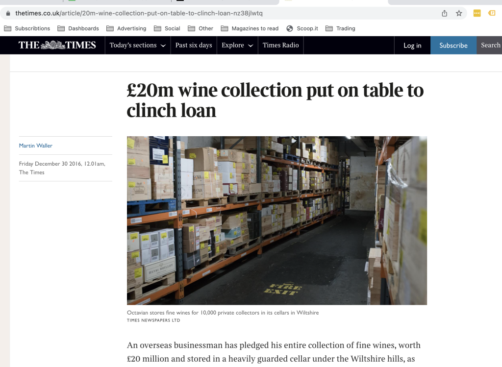 Empréstimo de 20 milhões de euros em vinho para investimento