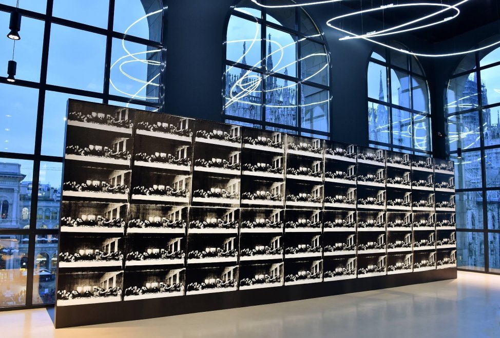 The 32ft painting was among the artist’s final works before his death in 1987, and features 60 black and white silkscreen prints of Da Vinci’s The Last Supper.
