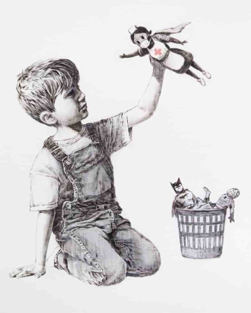 Banksyjeva ena njegovih najslavnejših in najdražjih slik do zdaj (od leta 2022 - 2023)