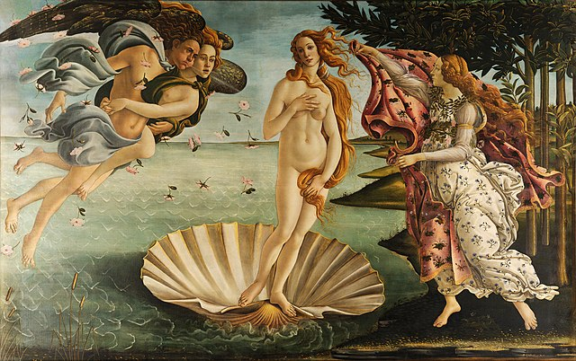 Ботичели Раждането на Венера - известна картина на жени