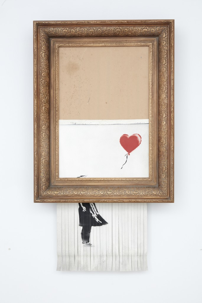 Latest Banksy Artwork 'Love is in the Bin' Created Live at Auction - some of the most expensive art / painting as of 2024