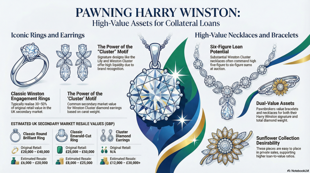 10 Harry Winston Rings, Earrings, Necklaces & Bracelets You Can Pawn Today at Luxury Pawn Shops